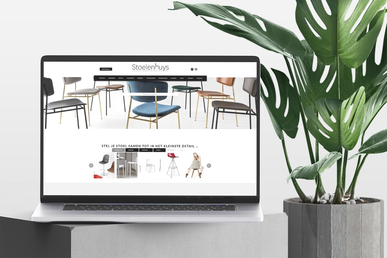 Het Stoelenhuys - Website Mockup met planten