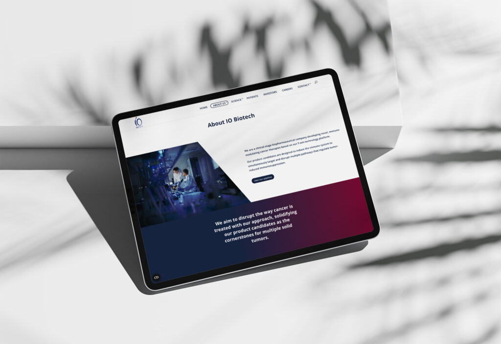 IO Biotech - iPad Pro Mockup about page